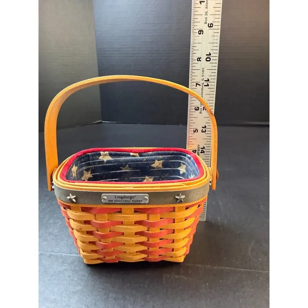 Longaberger 2001 Inaugural Basket with Liner & Protector – Handwoven USA Patriot